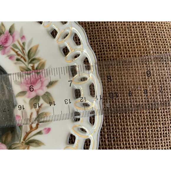 Lefton Japan 7 3/4" Mary & Baby Jesus Reticulated Latticed Decorative Plate READ - Picture 7 of 7